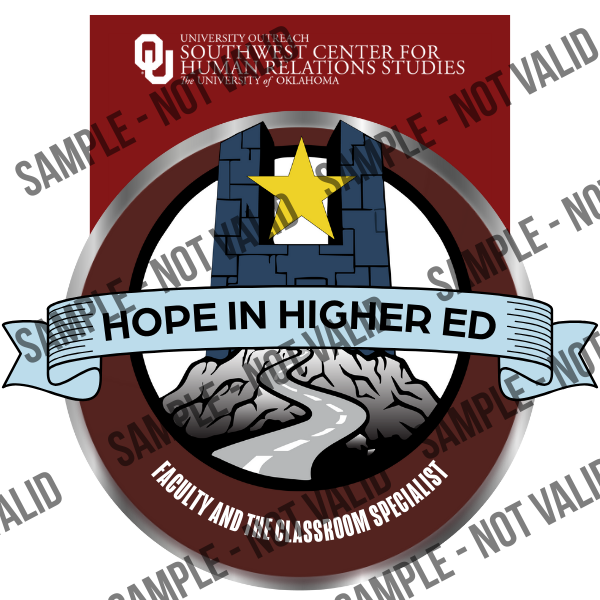 Hope in Higher Ed digital badge sample (watermarked; not valid)